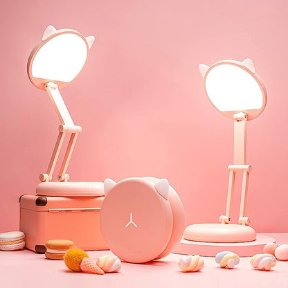 One Fire Cute Desk Lamp, Foldable & Portable Pink Lamp Kawaii Desk Accessories for Girls, Dimmable+8 Brightness Cute Lamp Kawaii Room Decor, Pink Lamp Kawaii Accessories, Cute Lamp Kawaii Room Decor